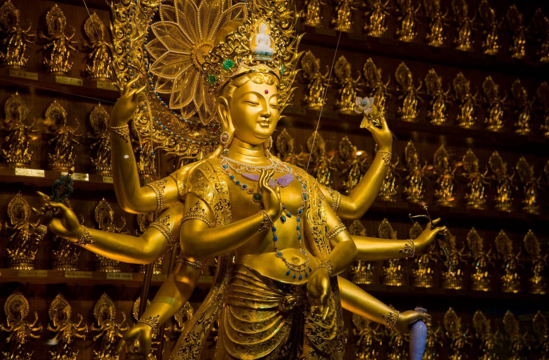 Gold Statue Maa Durga Background