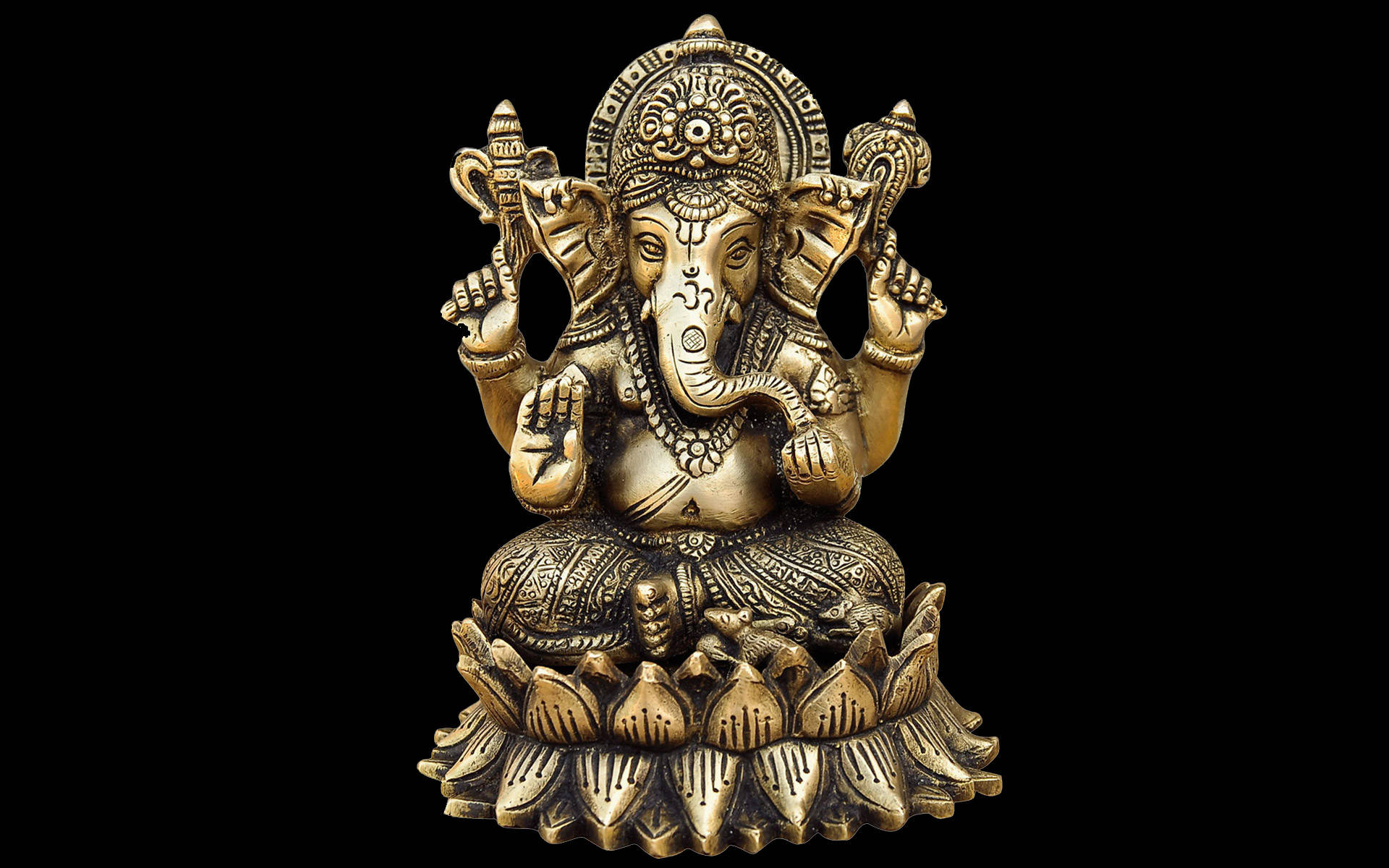 Gold Statue Of Lord Ganesha Background