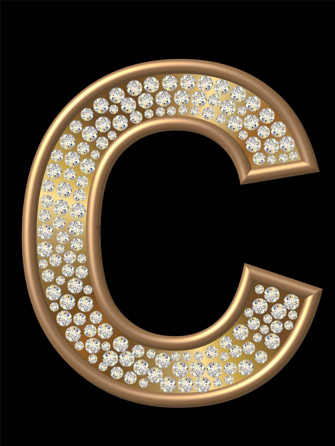 Gold Studded Diamonds Letter C Background