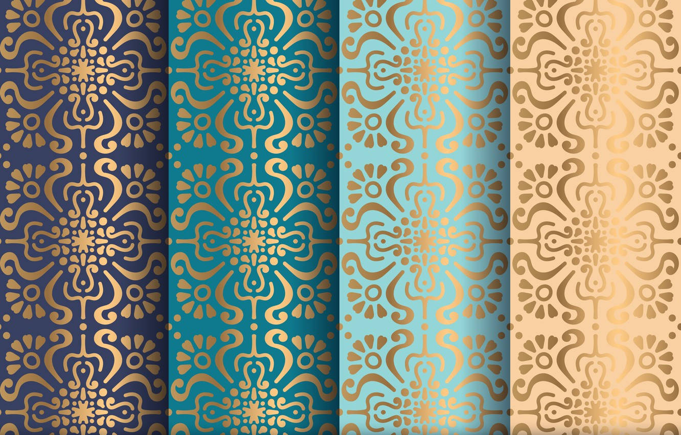 Gold Texture Patterns In Four Colors Background