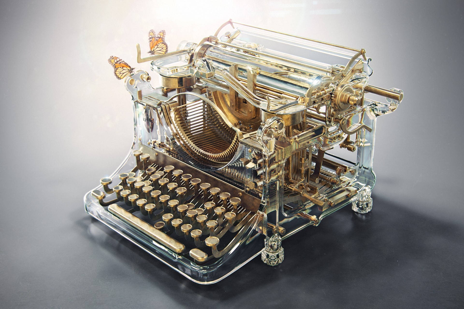 Gold Transparent Typewriter 3d Android Phone Background