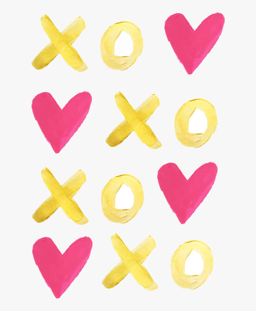 Gold Xoxo With Pink Heart Cute Valentines Background