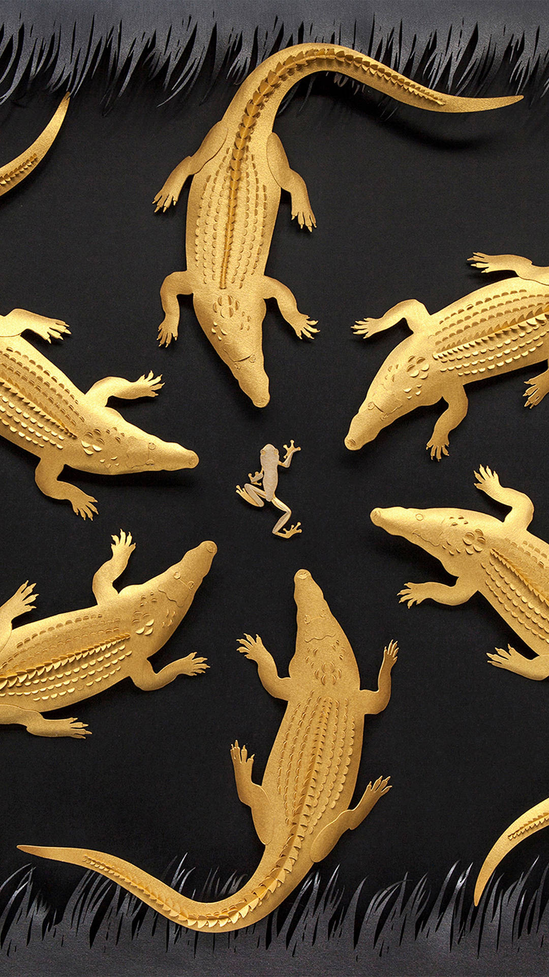 Golden Alligator Phone Background