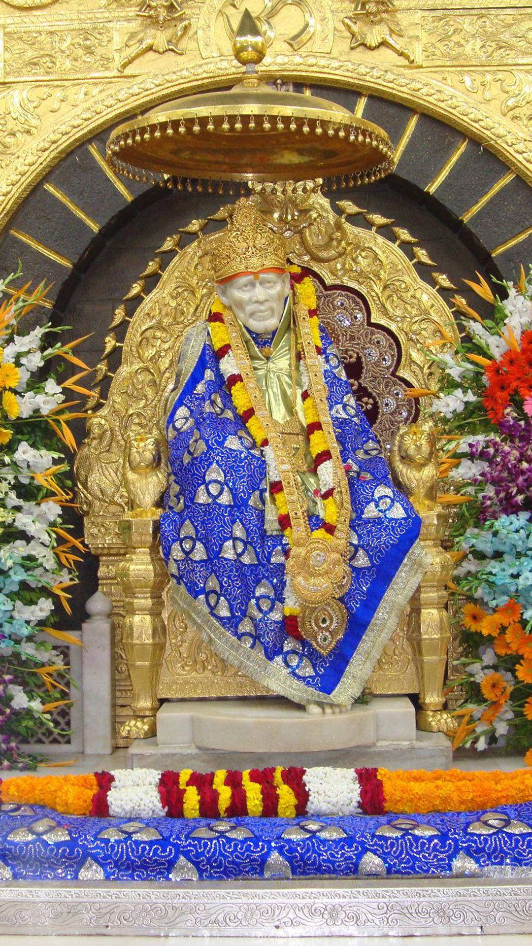 Golden Altar Of Sai Baba Phone Background