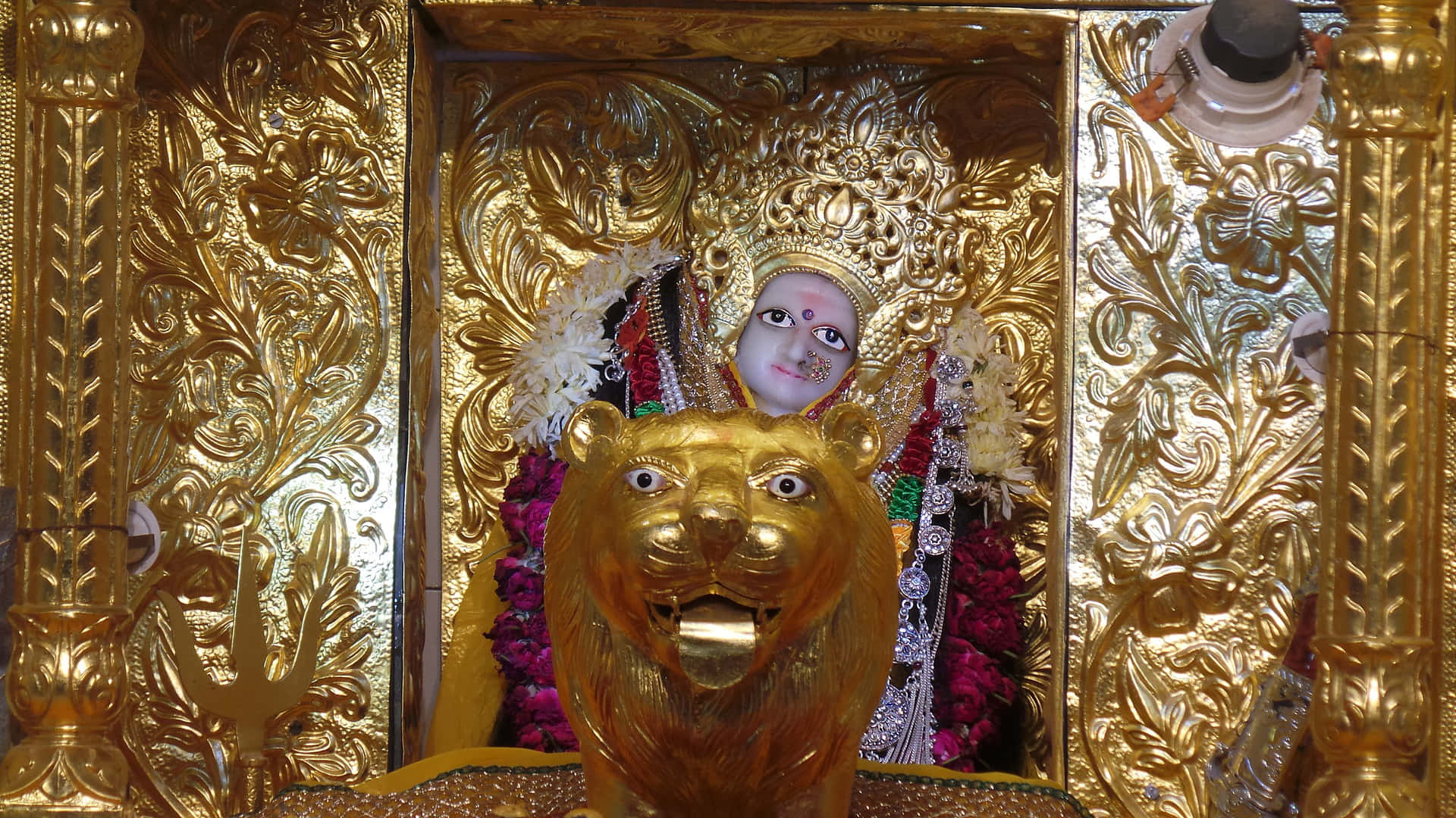 Golden_ Ambe_ Maa_ Altar Background