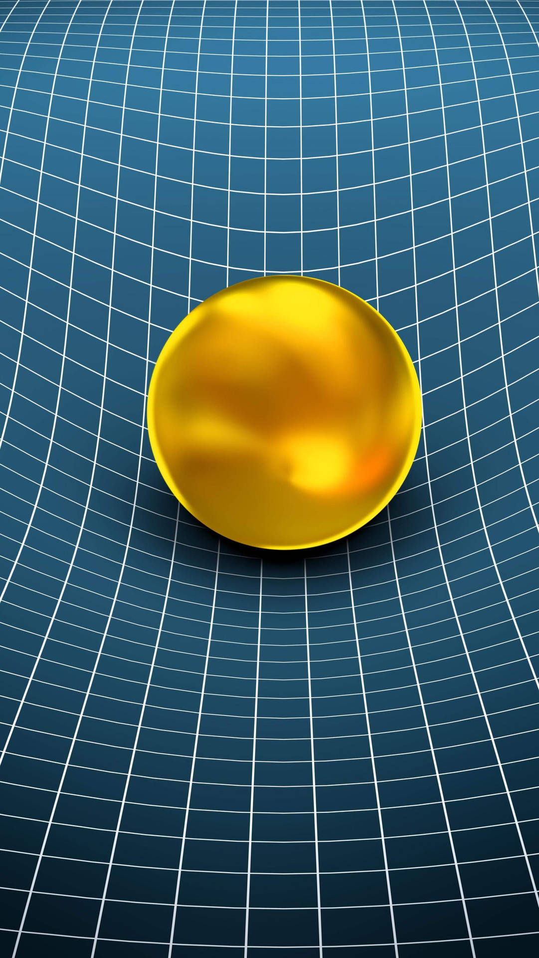 Golden Ball On Teal Grid Mobile 3d