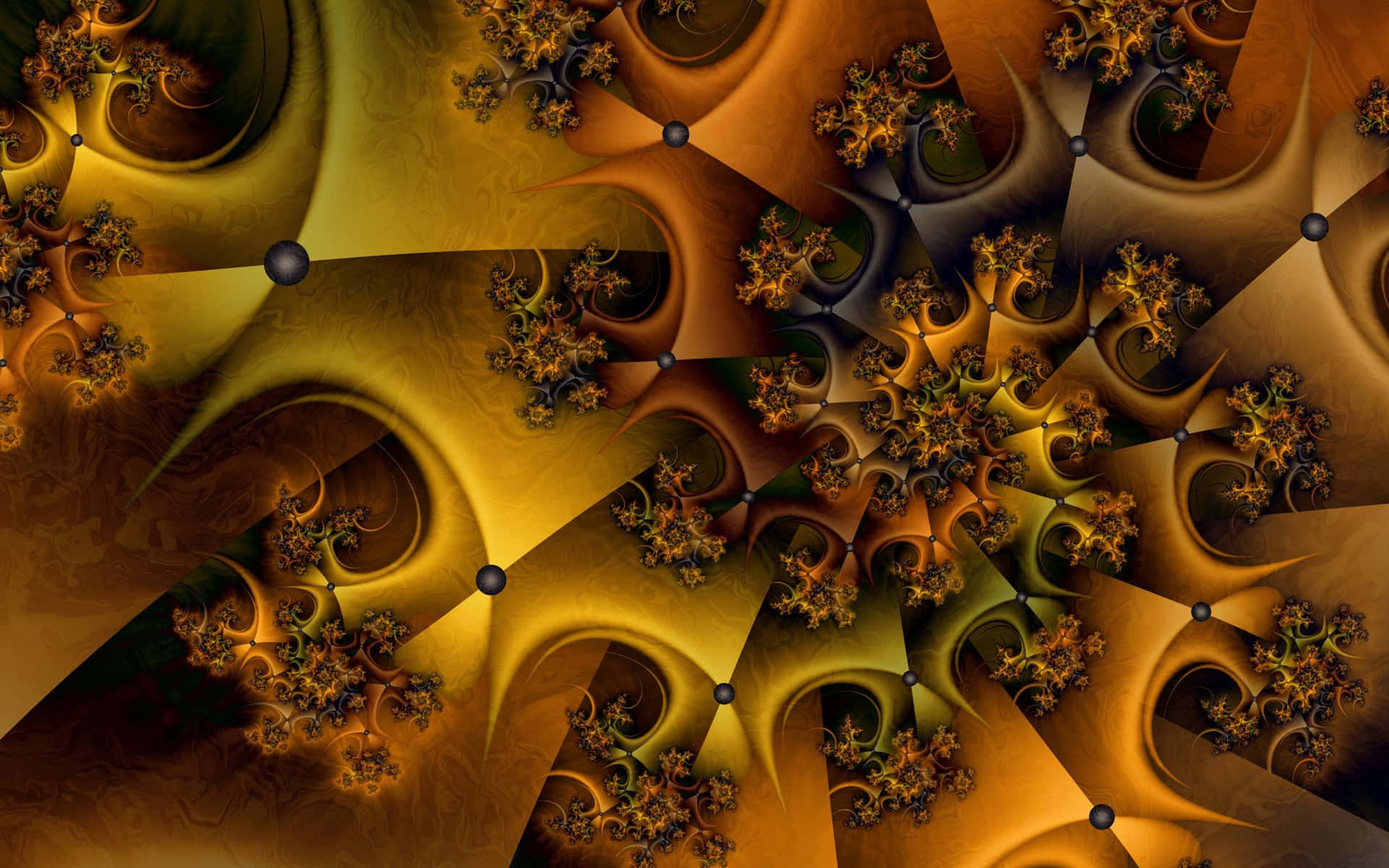 Golden Blooms Fractals Background