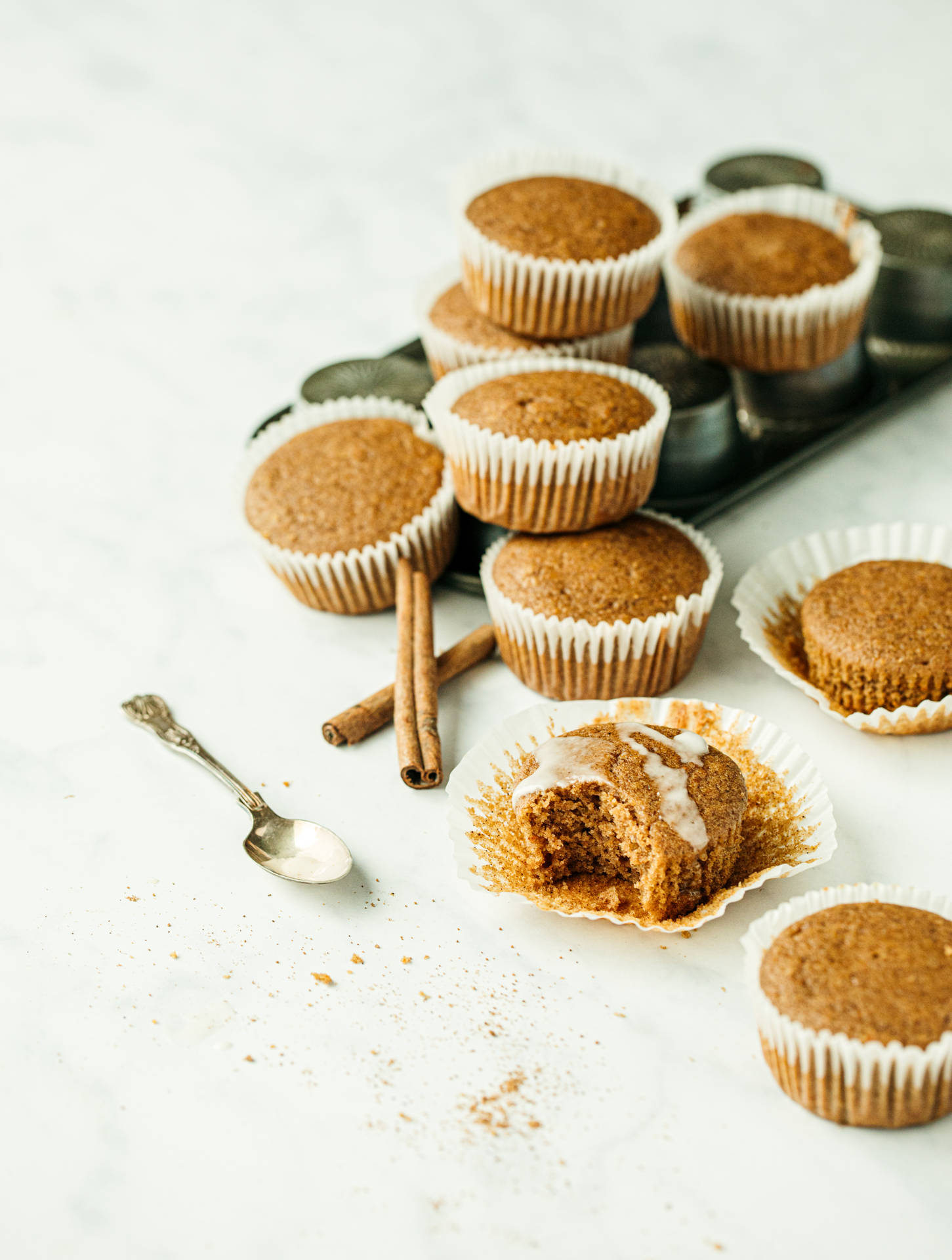 Golden Brown Muffins Background