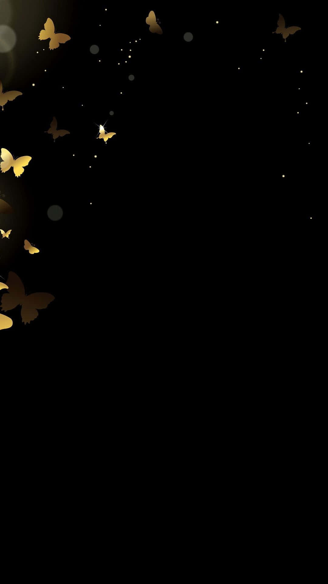 Golden Butterflieson Black Background Background
