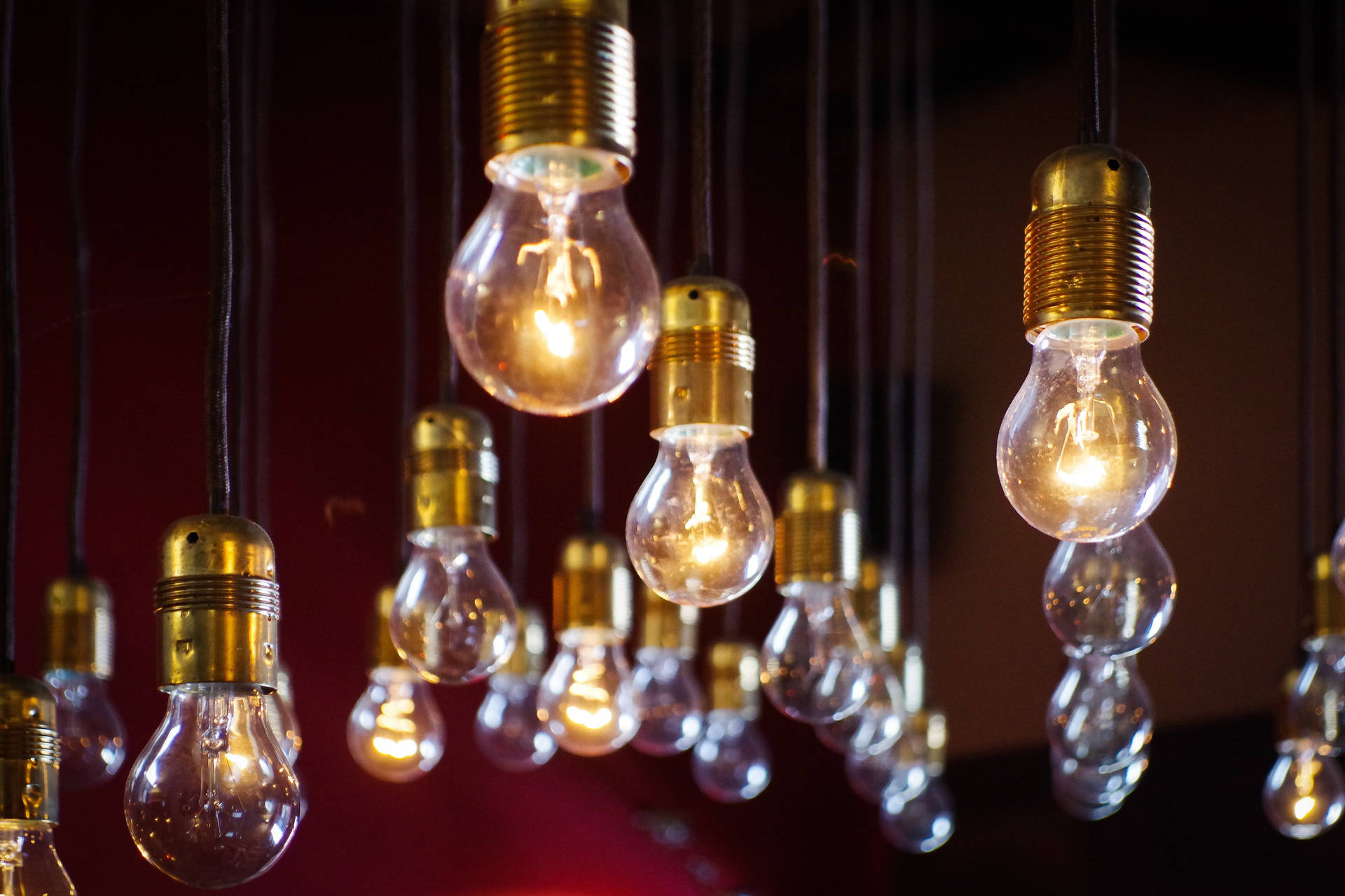 Golden-capped Light Bulbs Background