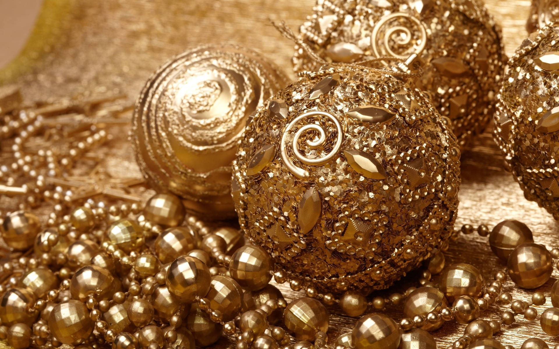Golden Christmas Balls Ornament Background