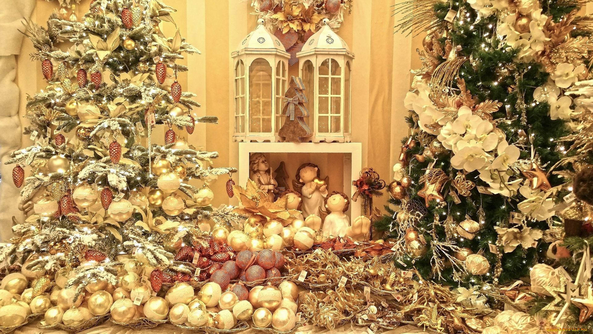 Golden Christmas Holiday Desktop Background