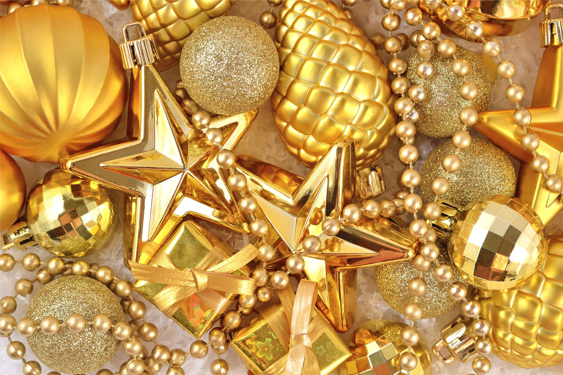 Golden Christmas Ornaments Background