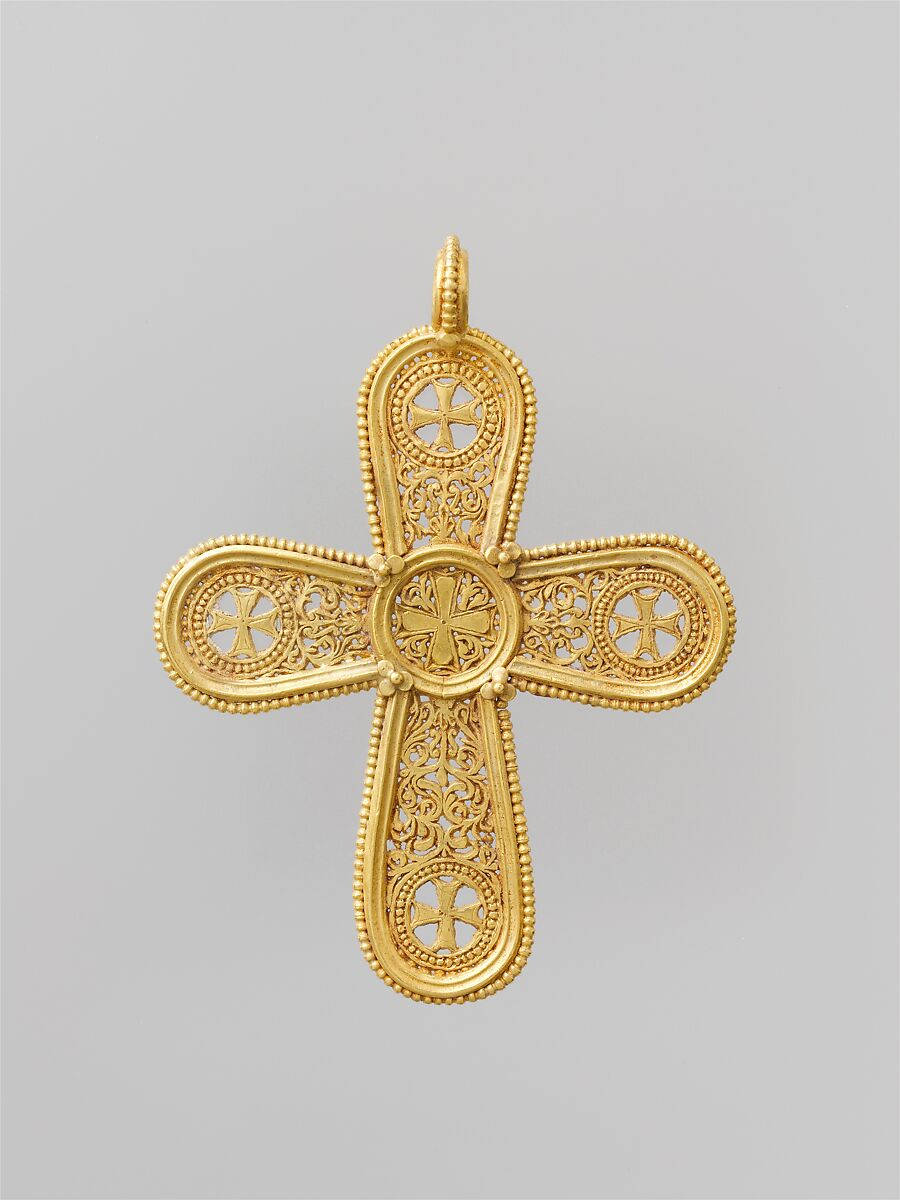 Golden Cross Pendant Symbolizing Christianity