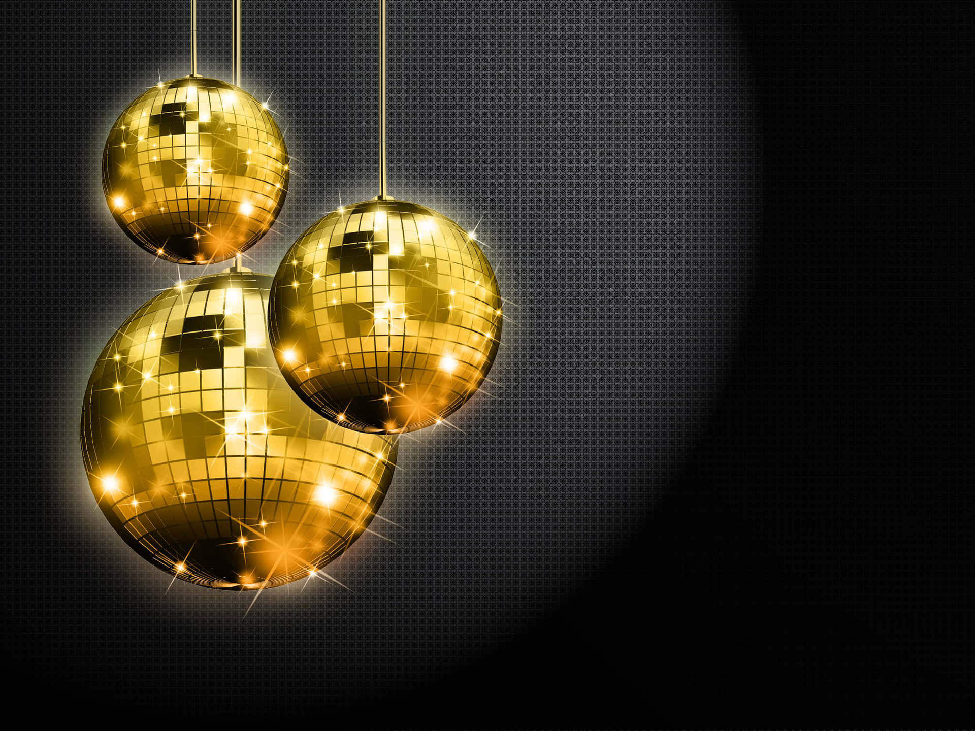 Golden Disco Balls Sparkling Lights Background