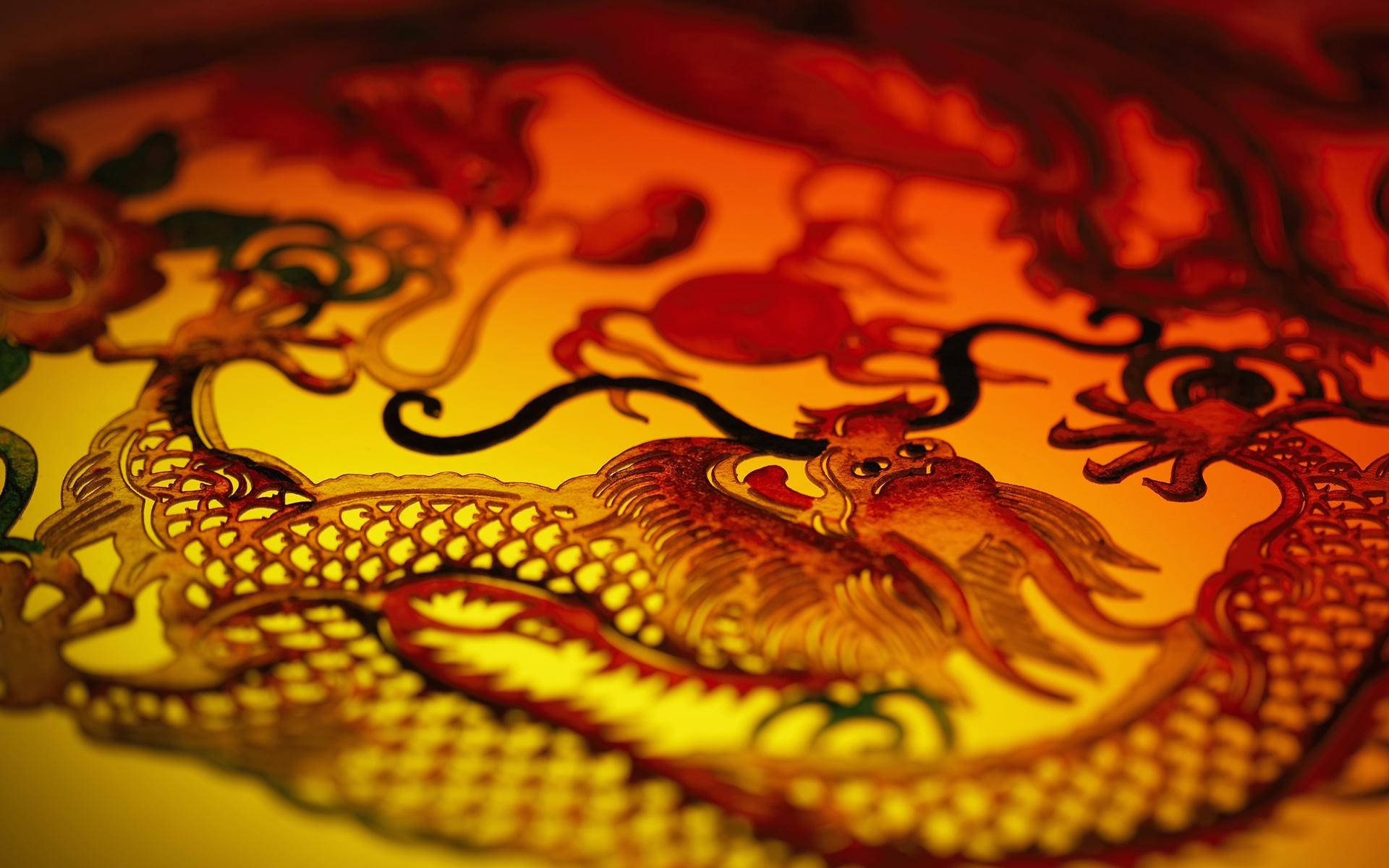 Golden Dragon Ancient Drawing Background