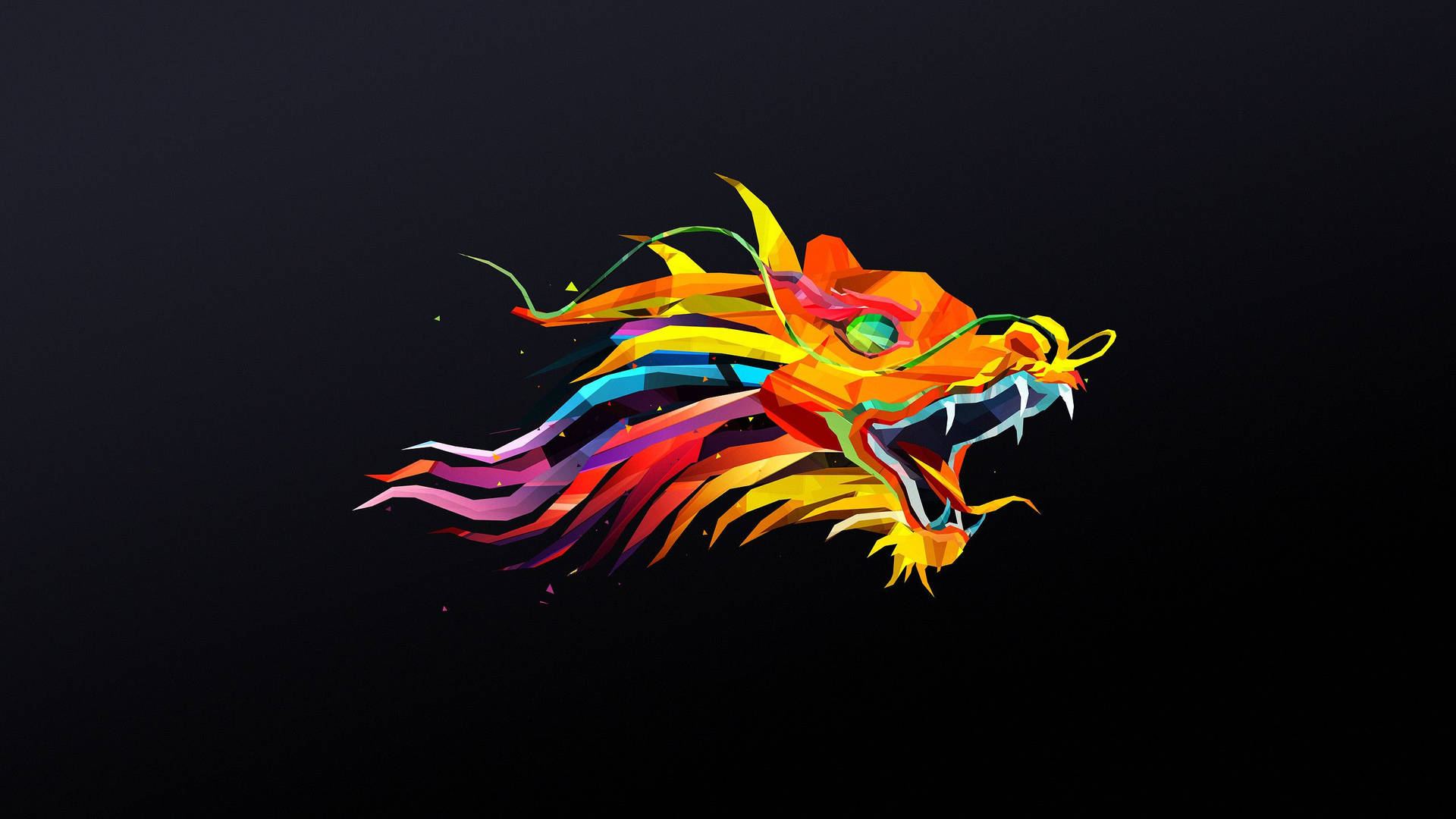 Golden Dragon Colorful Head Background