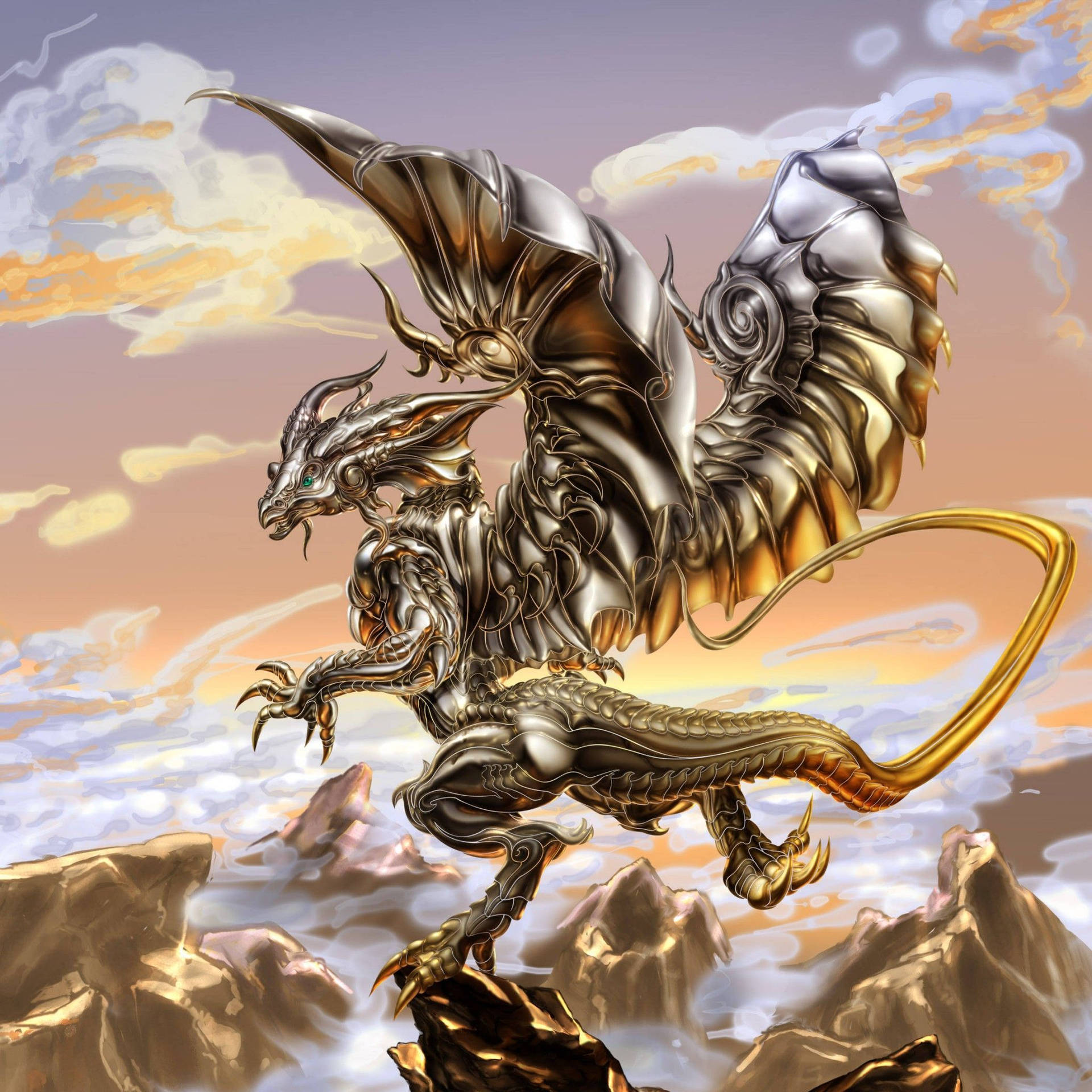 Golden Dragon Digital Creature Background