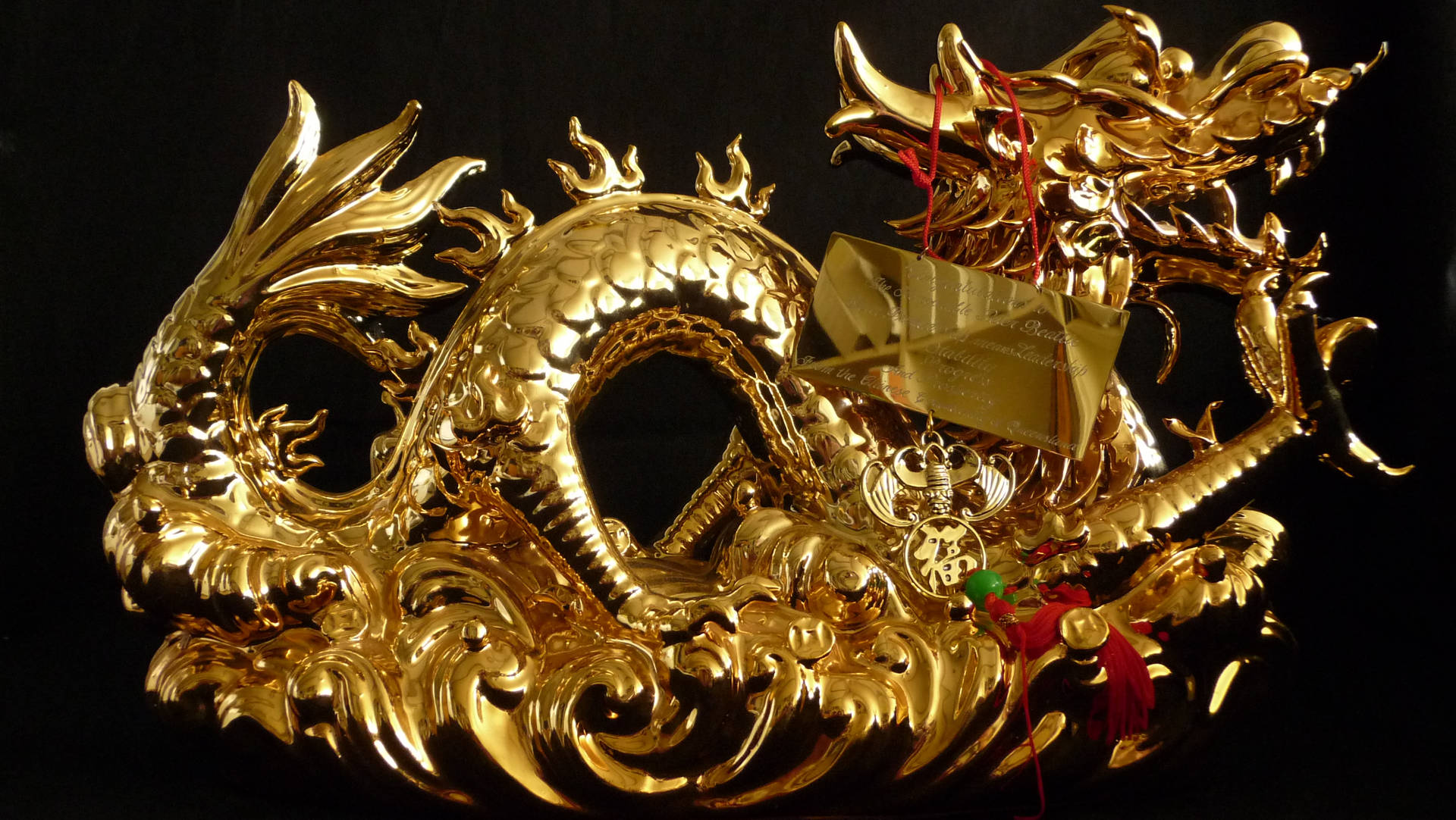 Golden Dragon Figurine Background