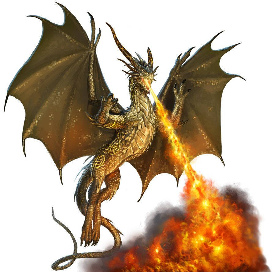 Golden Dragon Flying Fire Background