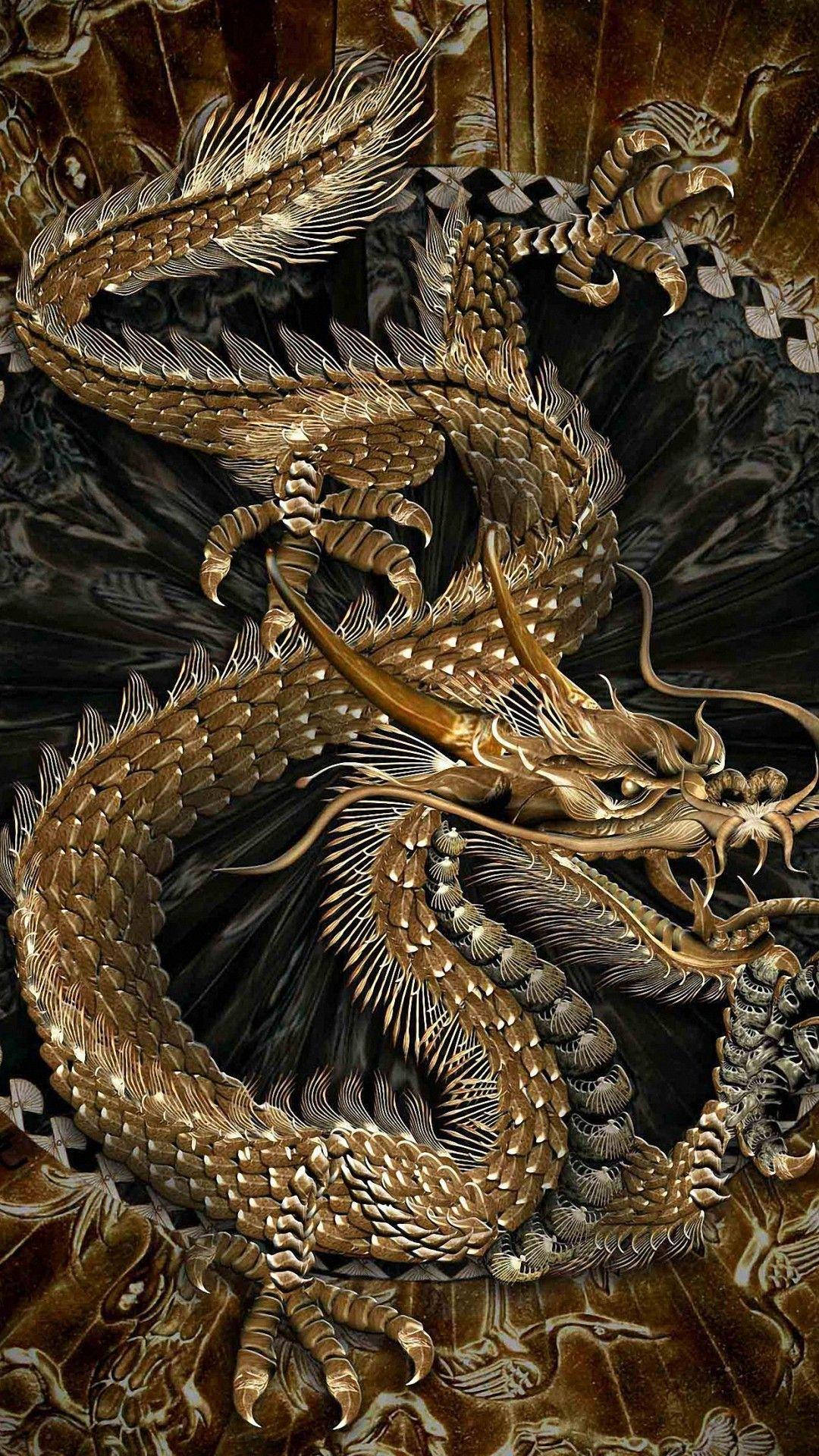 Golden Dragon For Iphone Screens Background