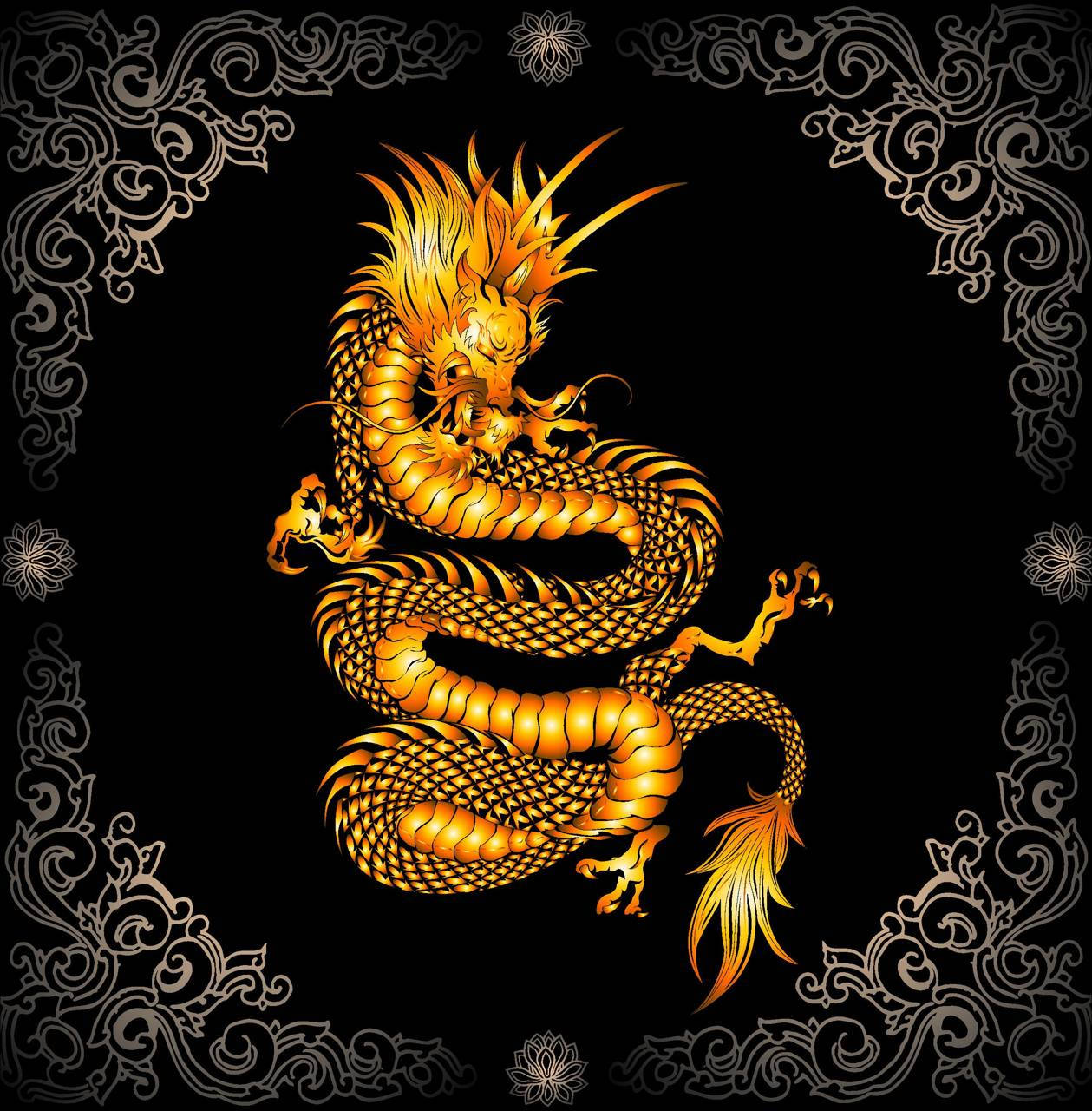 Golden Dragon Four Legs Art Background