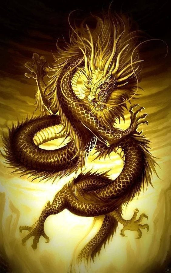 Golden Dragon Glowing Background