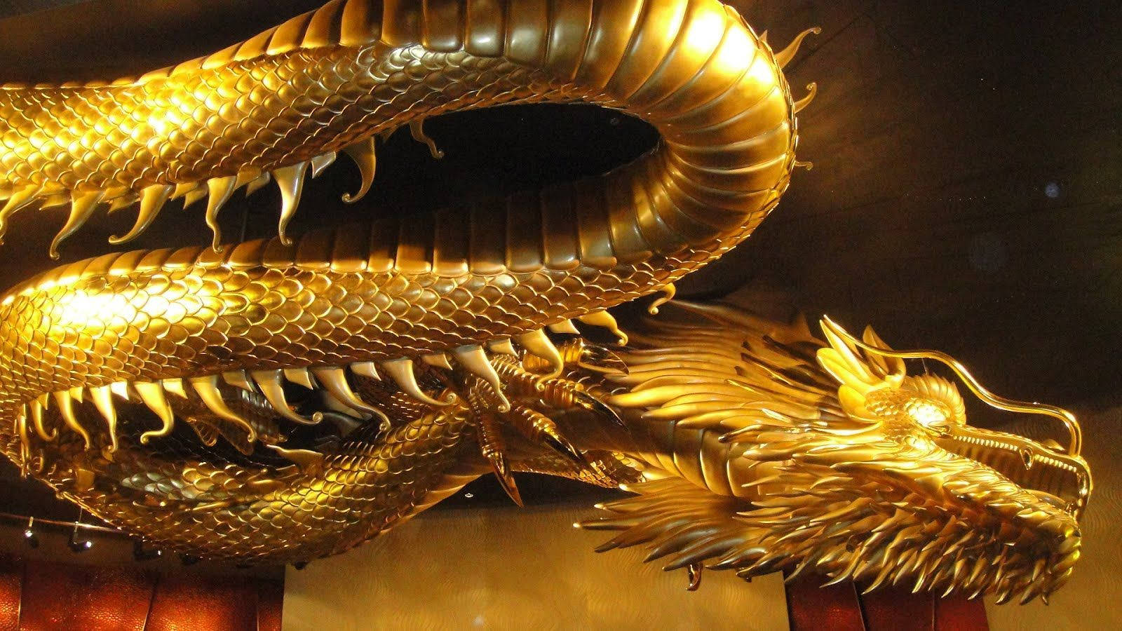 Golden Dragon Shiny Statue Background