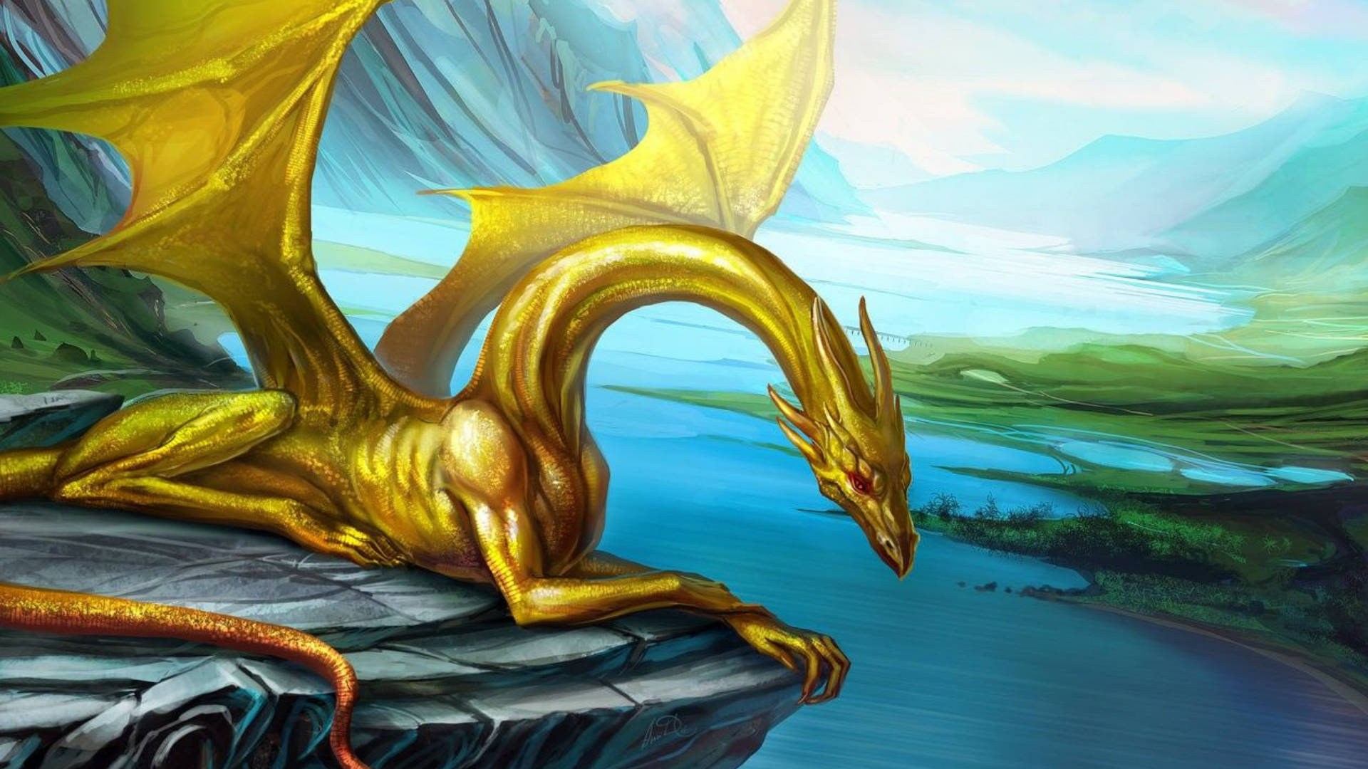 Golden Dragon Sitting Background