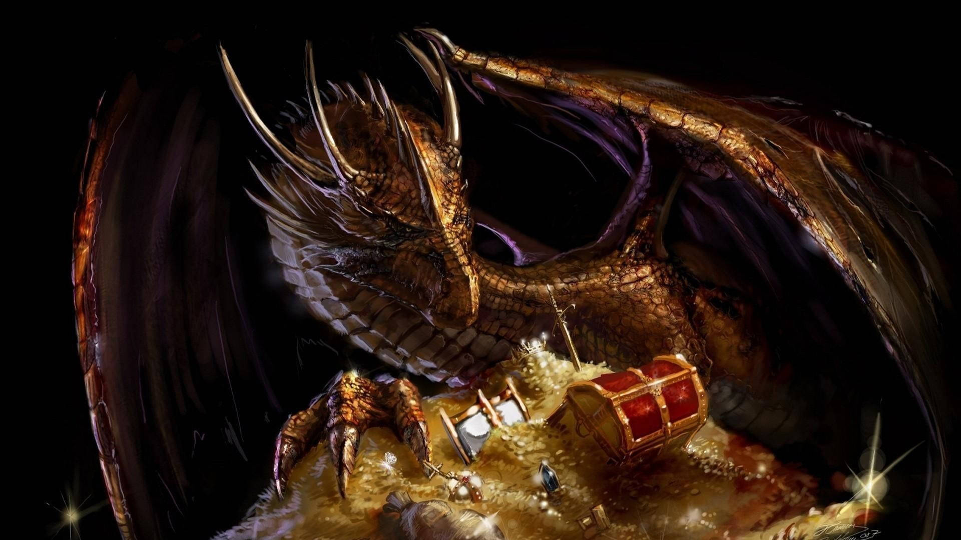 Golden Dragon Treasure Background