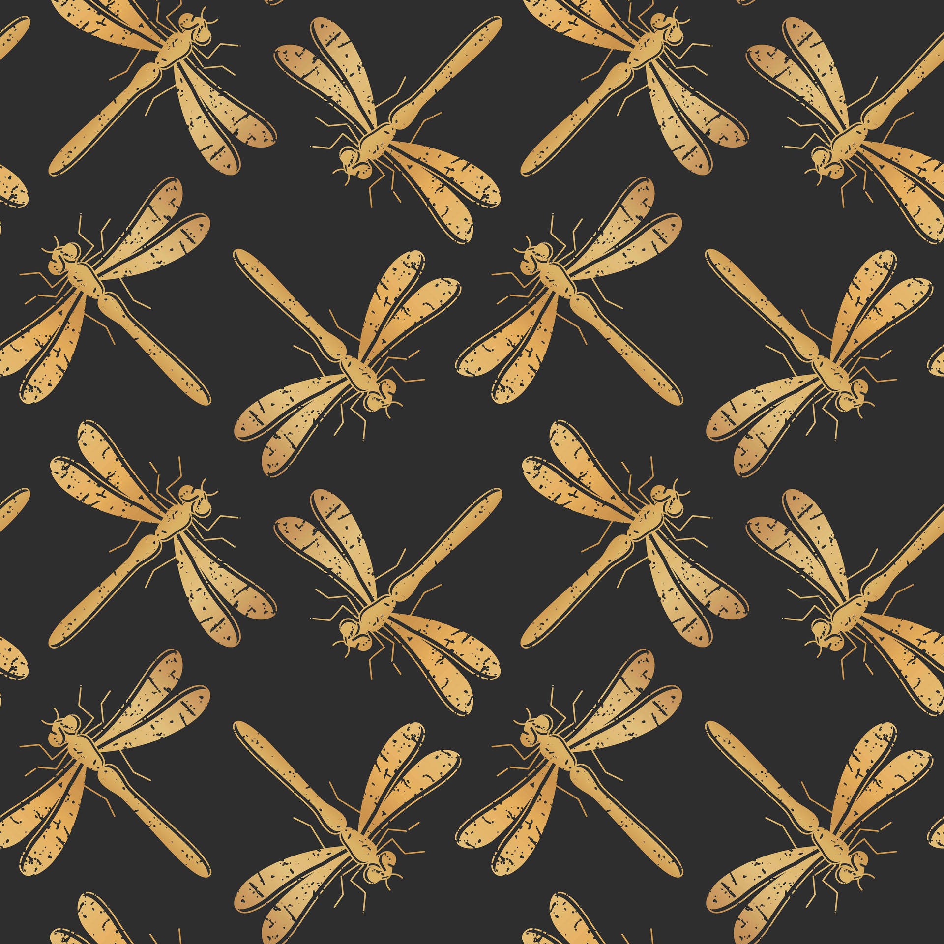 Golden Dragonfly Artistic Pattern