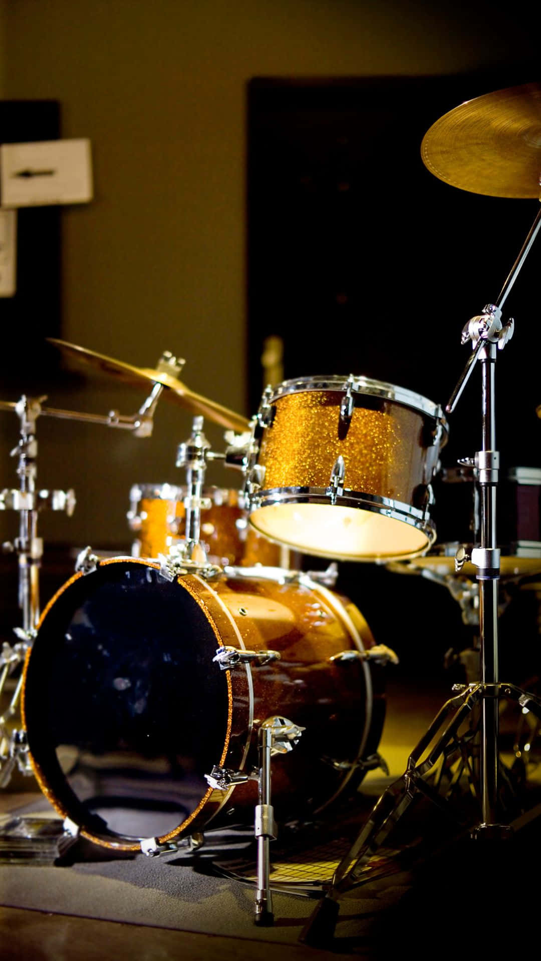 Golden Drum Set Stage Lighting Background