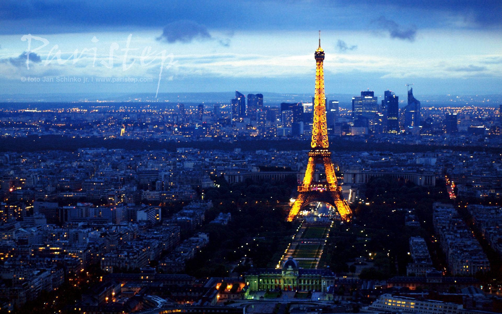 Golden Eiffel Tower Blue Paris Background