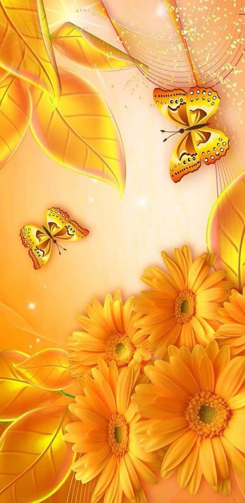 Golden_ Flowers_and_ Butterflies_ Artwork Background