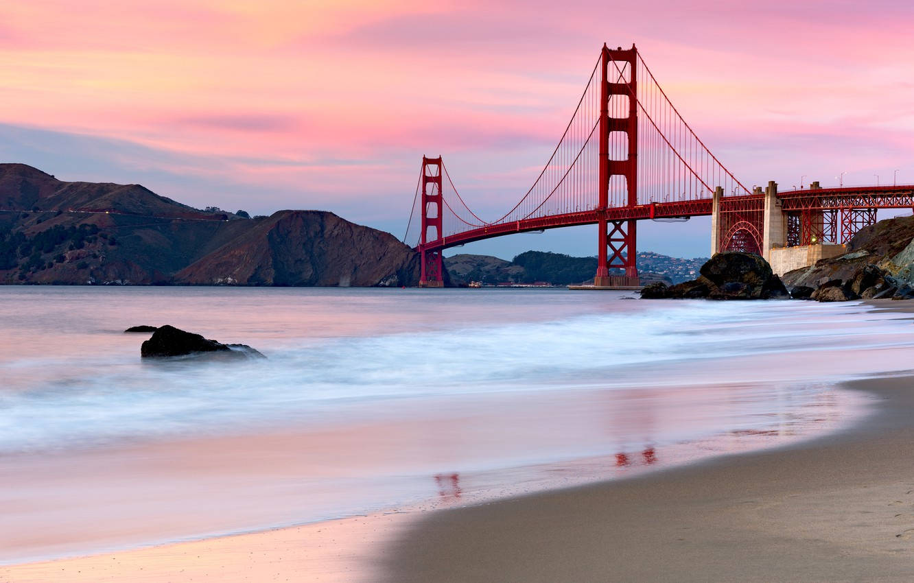 Golden Gate Bridge Aesthetic Pink Sky