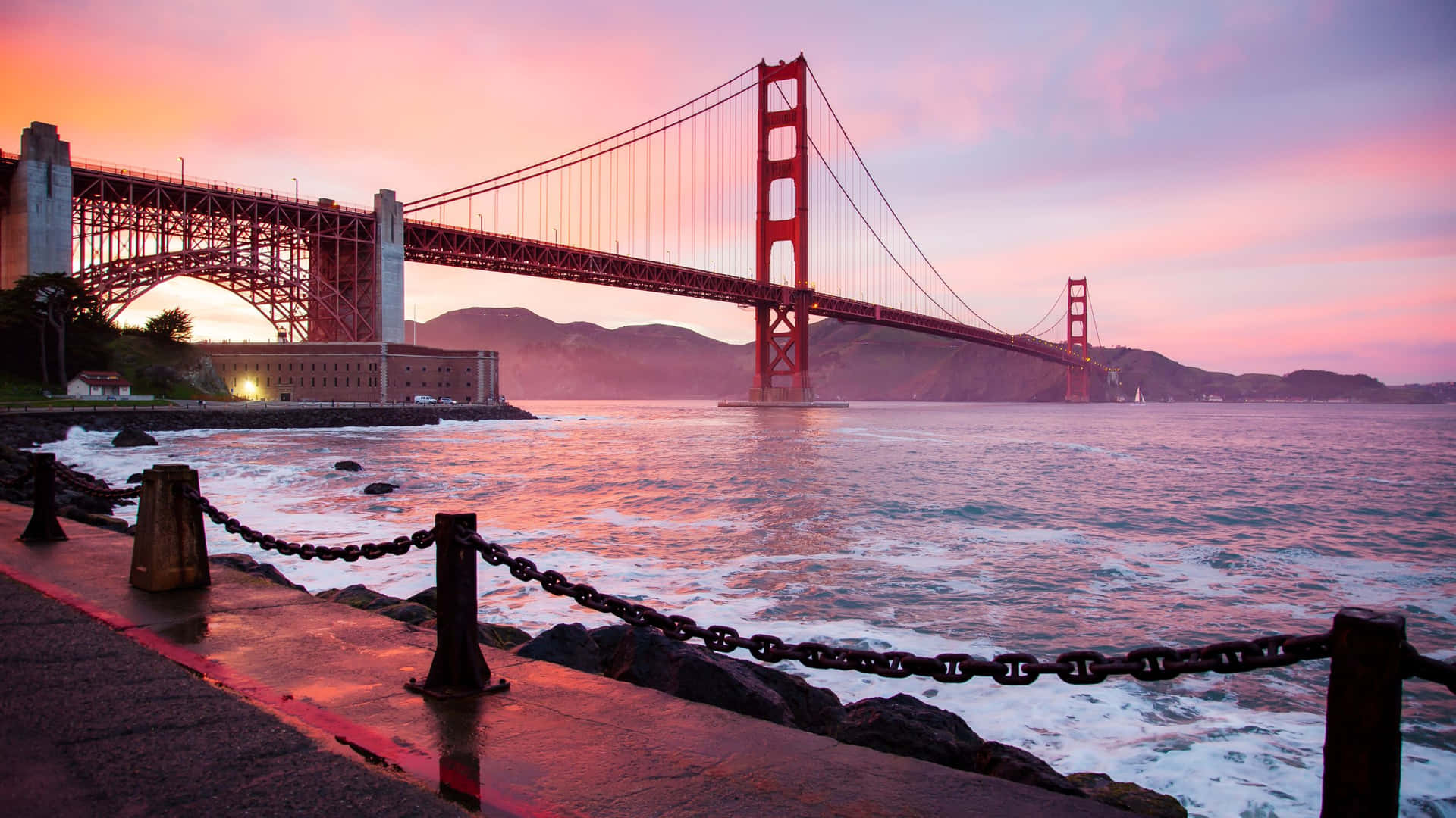 Golden Gate Bridge At Sunset Background