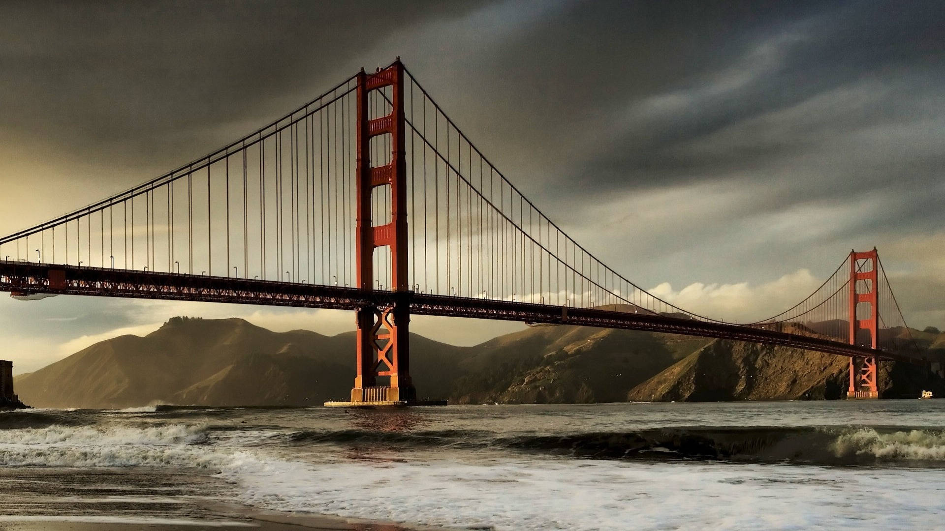 Golden Gate Bridge Bay Dark Storm Clouds