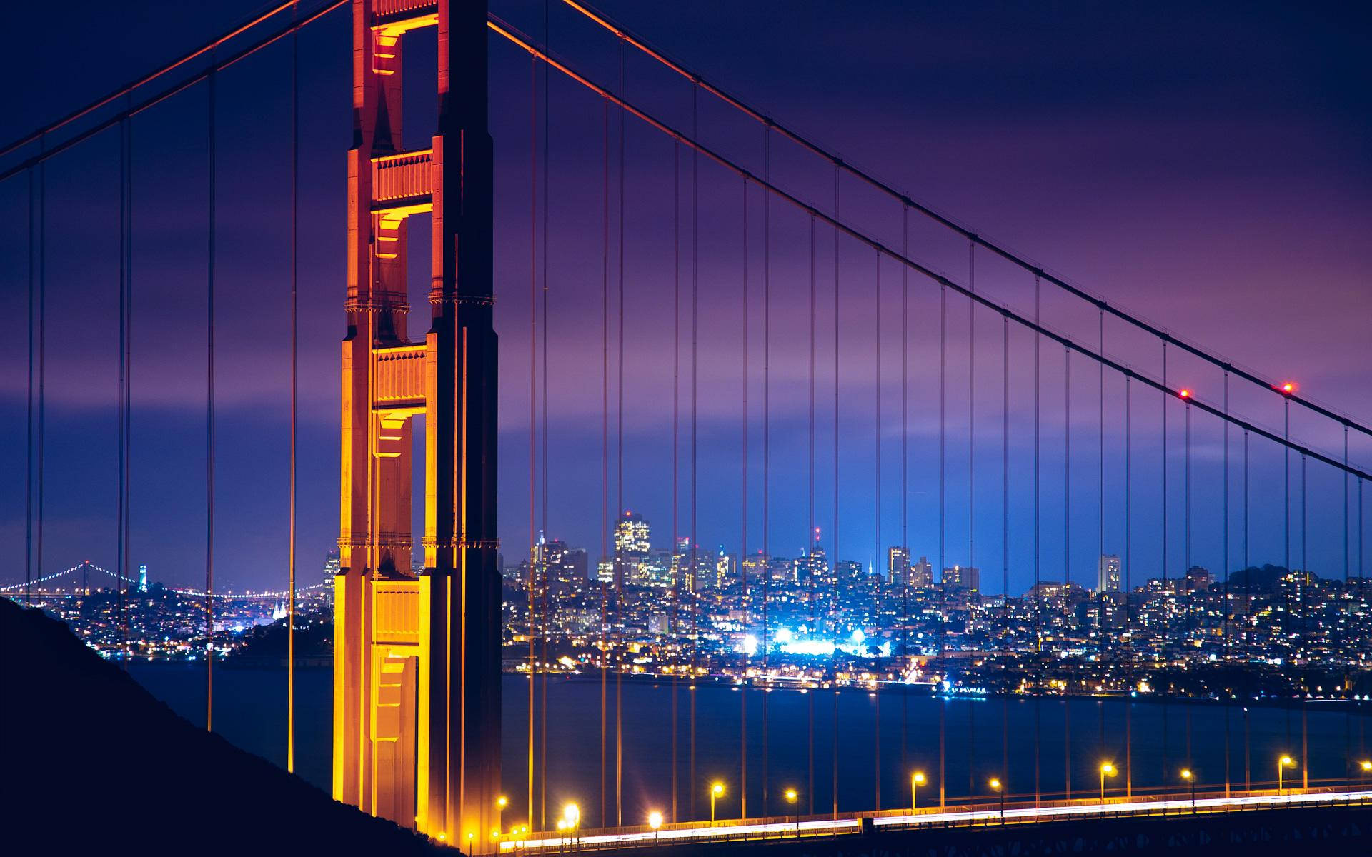 Golden Gate Bridge City Lights Background