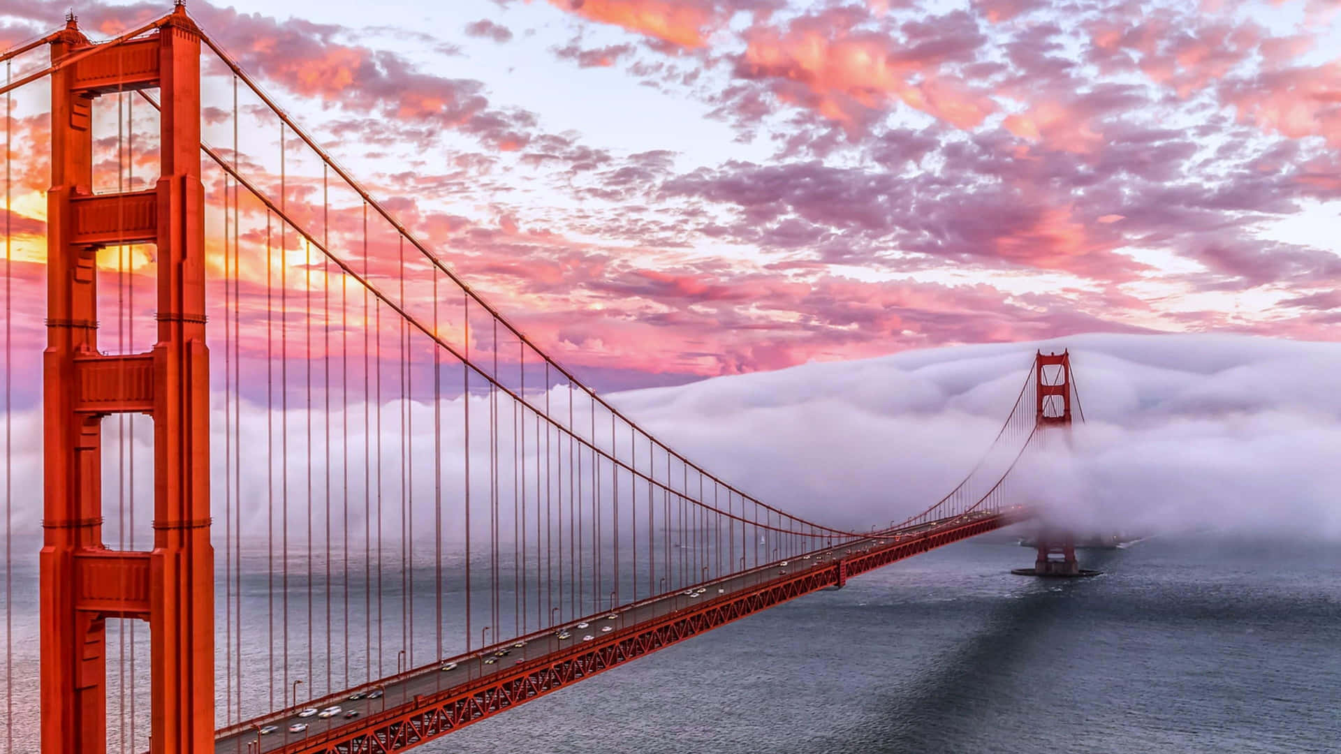 Golden Gate Bridge Foggy Sunset4 K Background