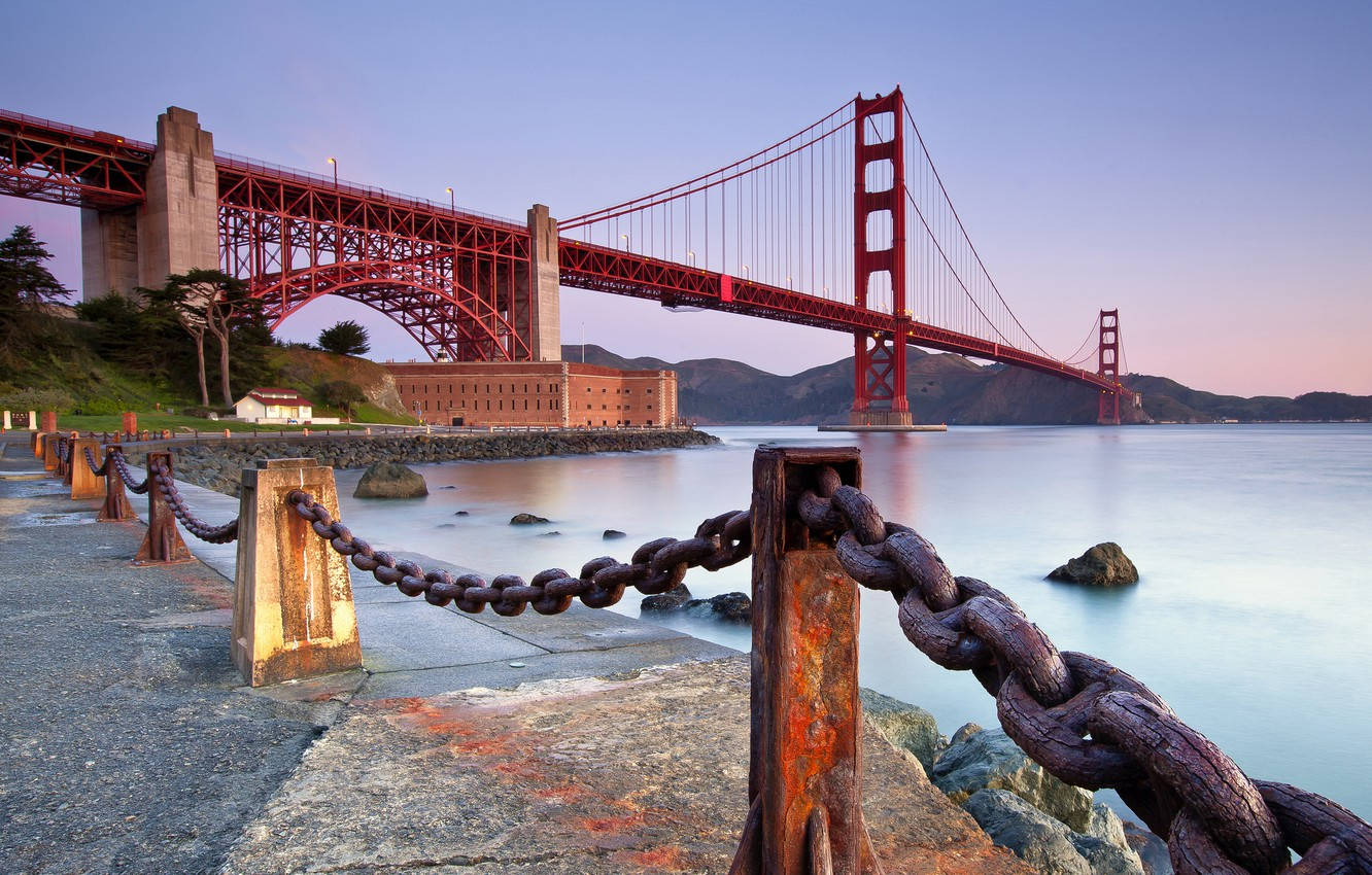 Golden Gate Bridge From A Distance Background