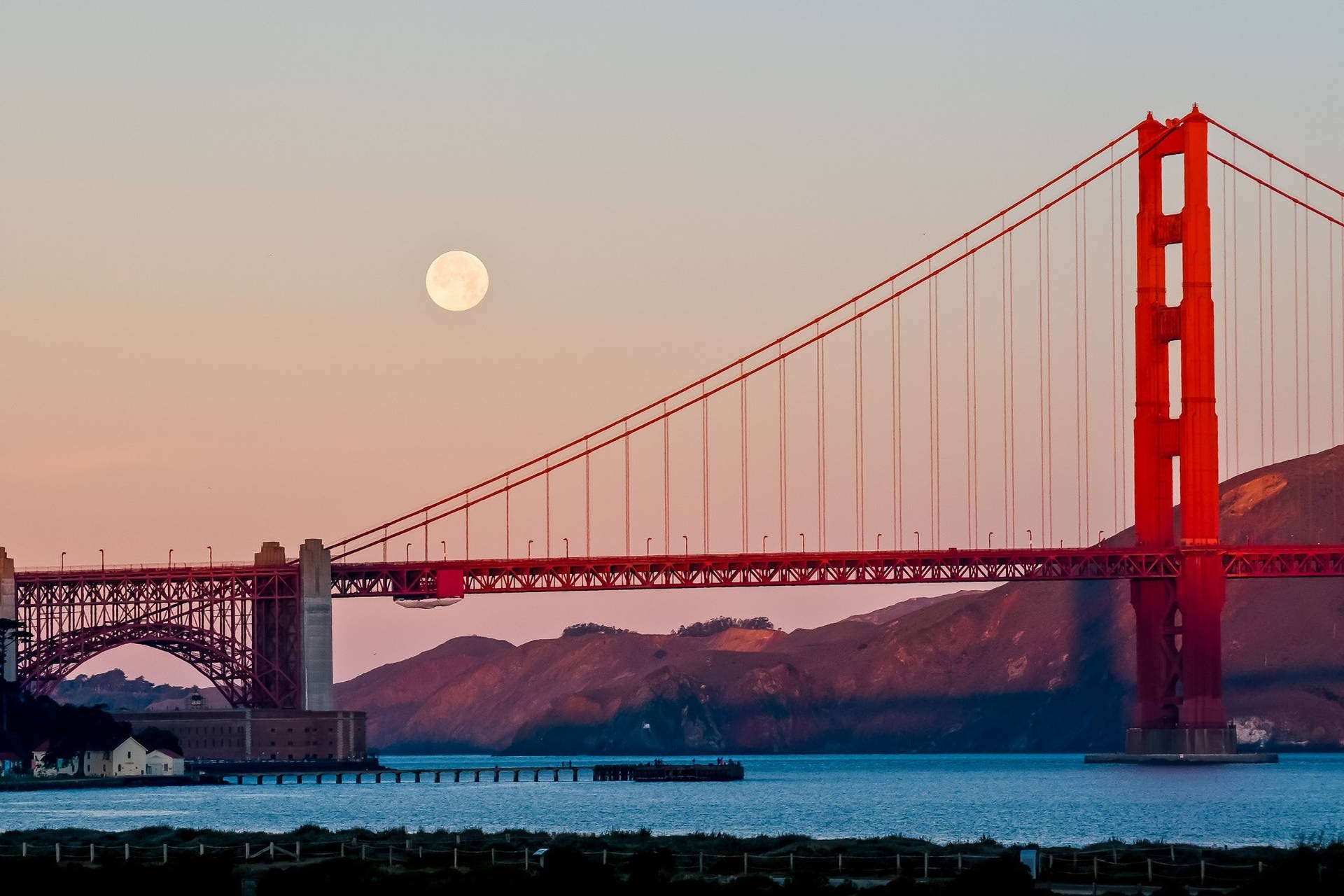 Golden Gate Bridge Full Moon Background