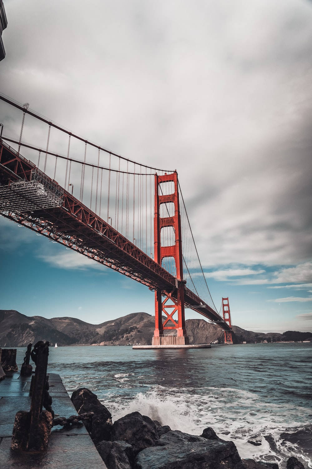 Golden Gate Bridge Gray Clouds Background