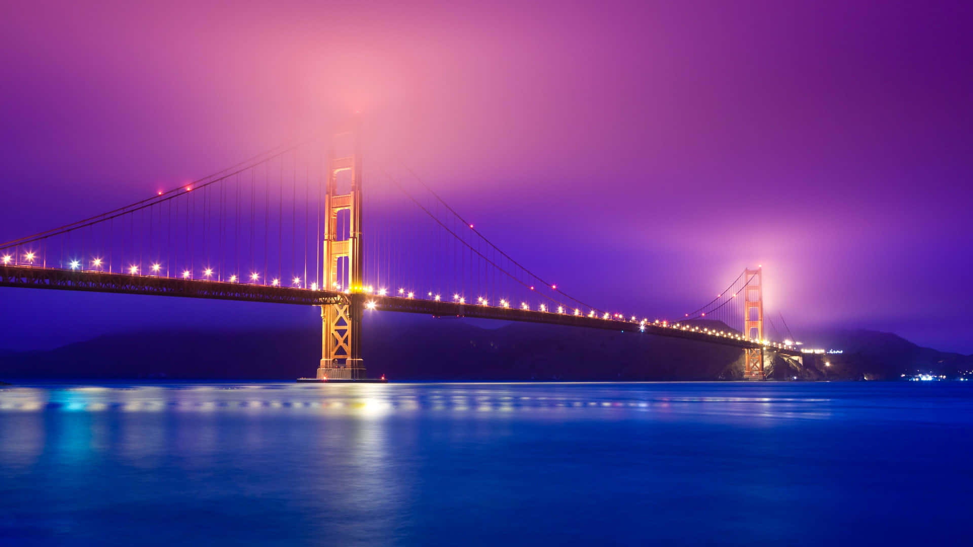 Golden Gate Bridge Nighttime Purple Hues4 K Background