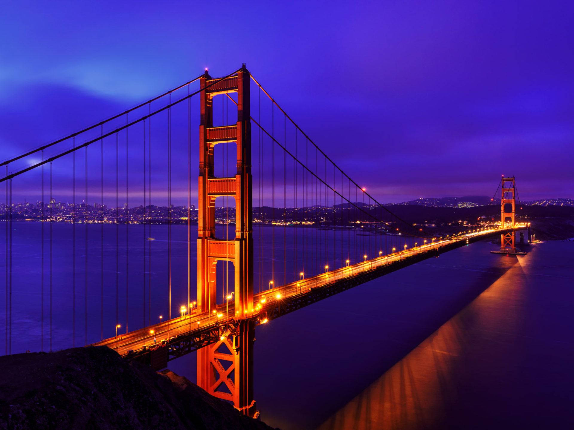 Golden Gate Bridge Purplish Blue Sky