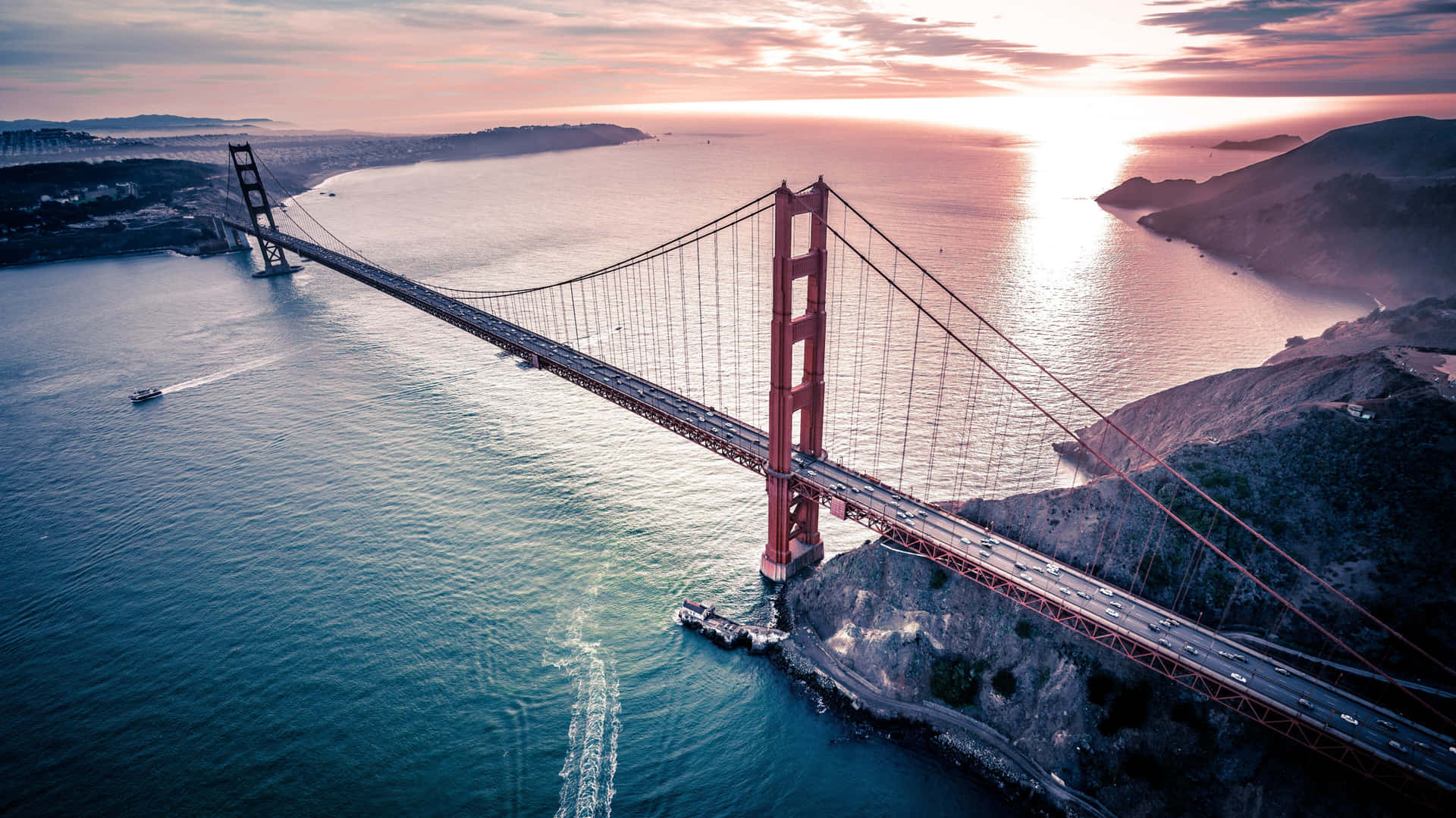 Golden Gate Bridge Sunset Aerial View4 K Background