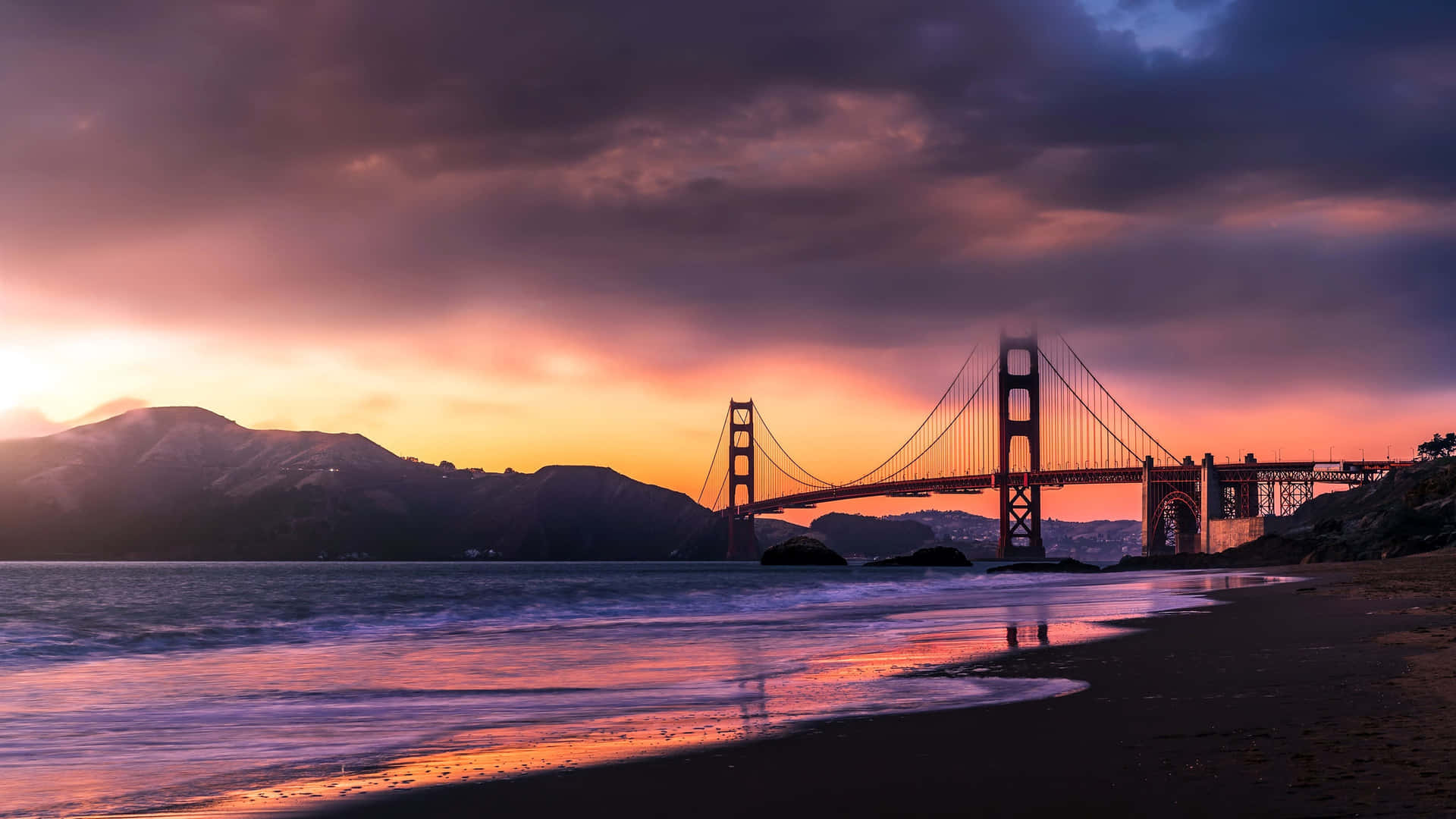 Golden Gate Bridge Sunset Reflection4 K Background