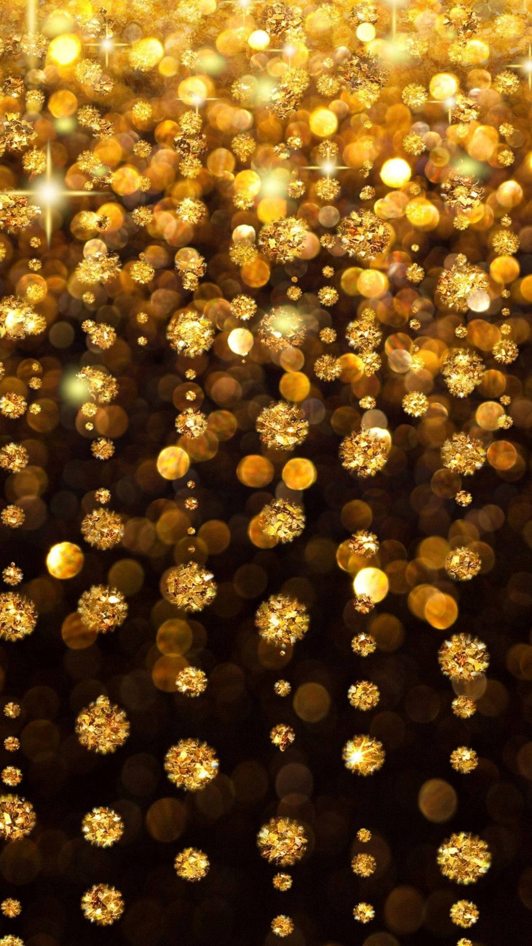 Golden Glitter Background With Stars Background