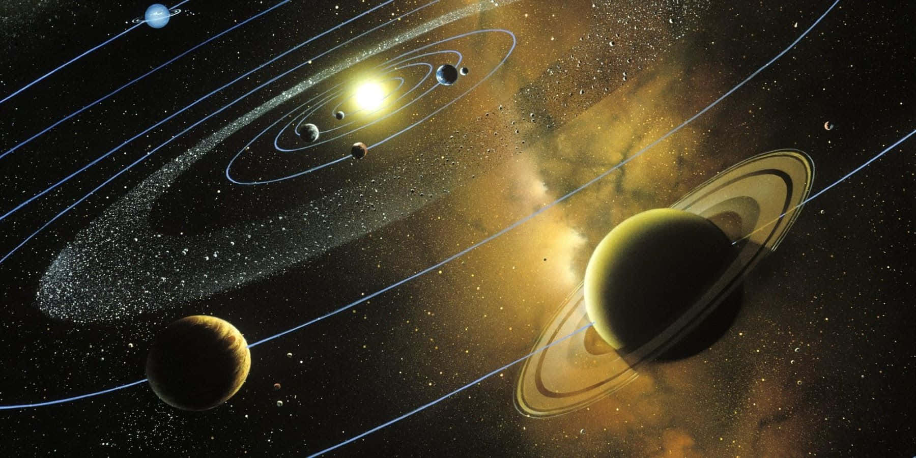 Golden Glow Of Solar System Background