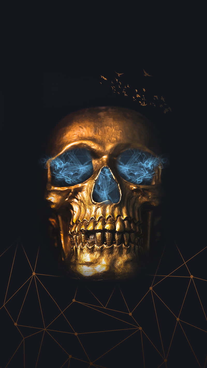 Golden Head Skull Background