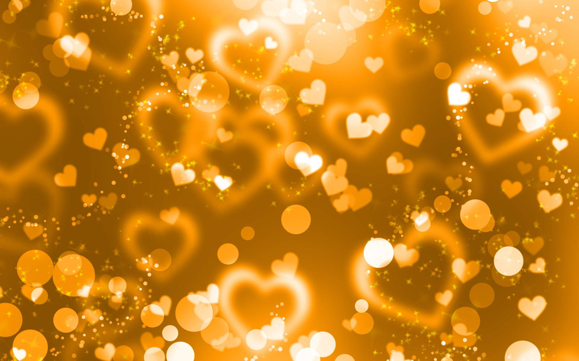 Golden Hearts And Circles Background